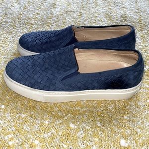 M. Gemi Blue Woven Suede Slip-On Sneakers